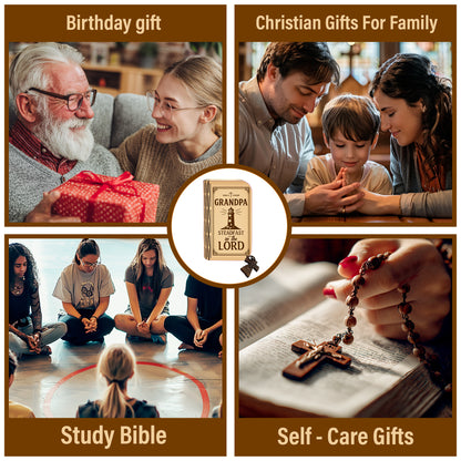 Netecom Bible Verse Box Set for Grandpa – Wooden Scripture Box with 150 Daily Prayer & Scripture Cards, Inspirational Christian Gift