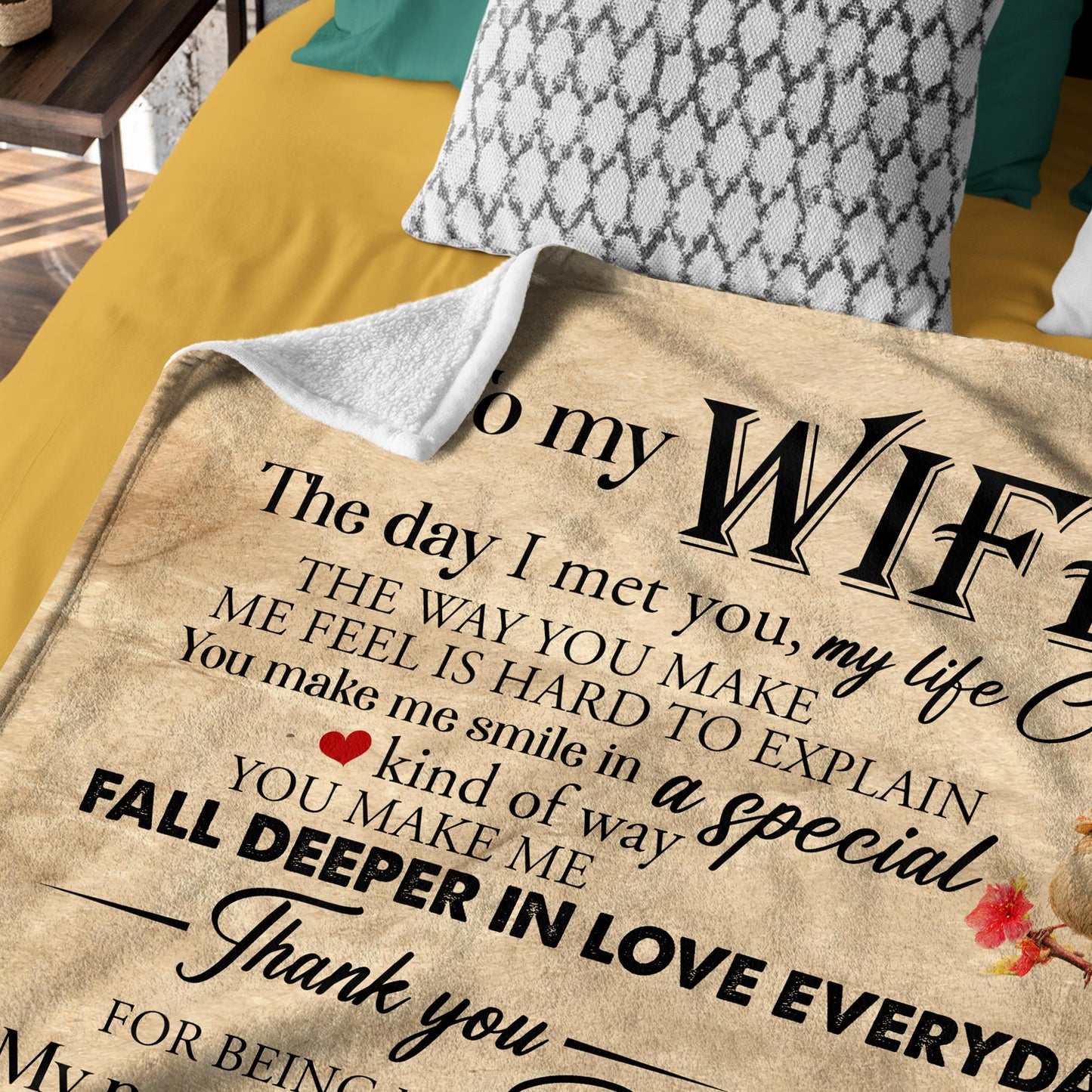 Netecom Personalized To My Wife Blanket from Husband, Custom Love Letter Throw Blanket for Bed, Sofa or Couch, Ultra Soft Warm Gift for Wife’s Birthday, Present for Christmas or Anniversary