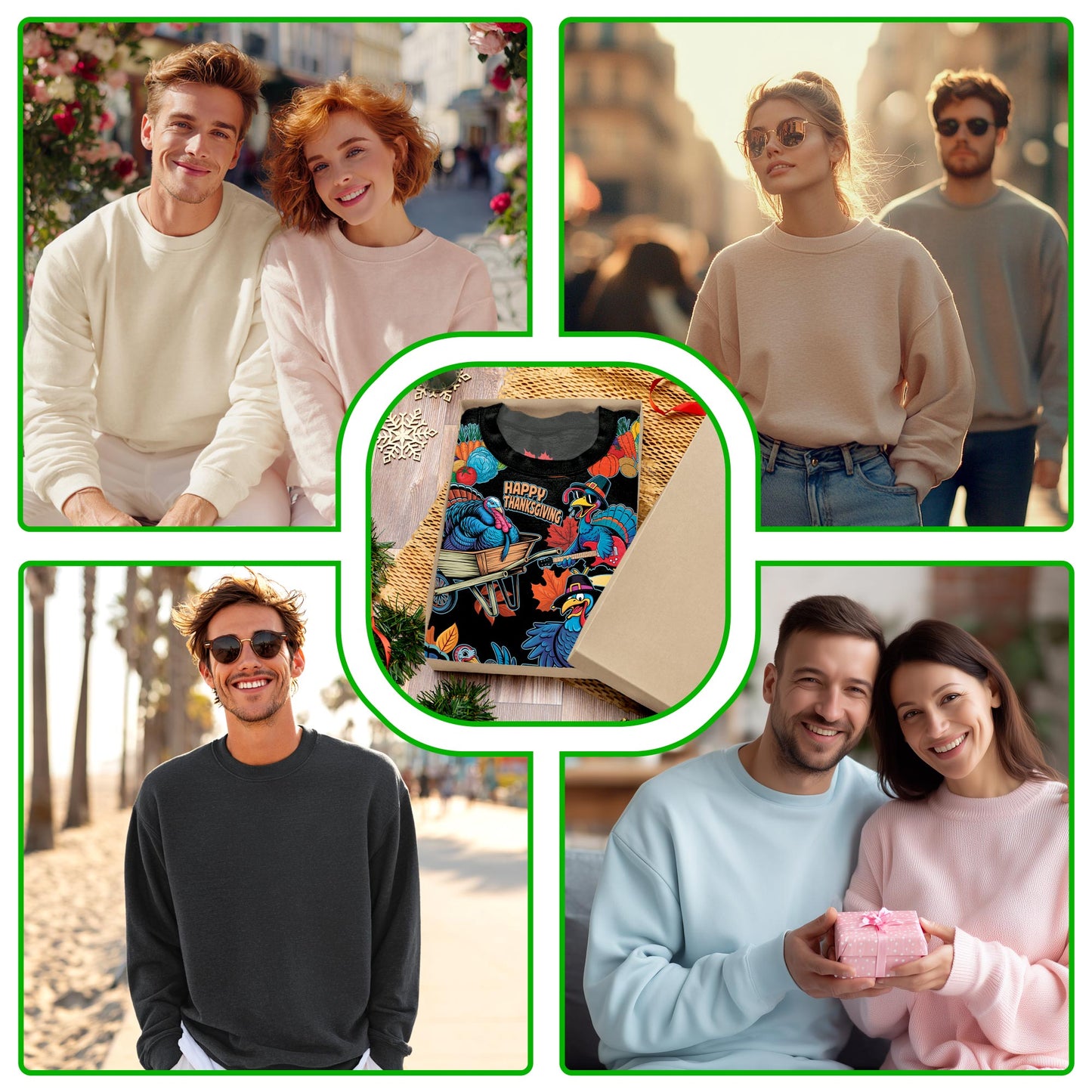 Netecom Thanksgiving Turkey Music Sweatshirt 3D All Over Print, Holiday Autumn Design, Crewneck Pullover for Costume Party
