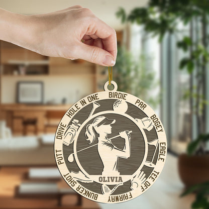 Netecom Personalized Golf Ornament for Men – Custom Golf Decor with Engraved Name and Sports Design