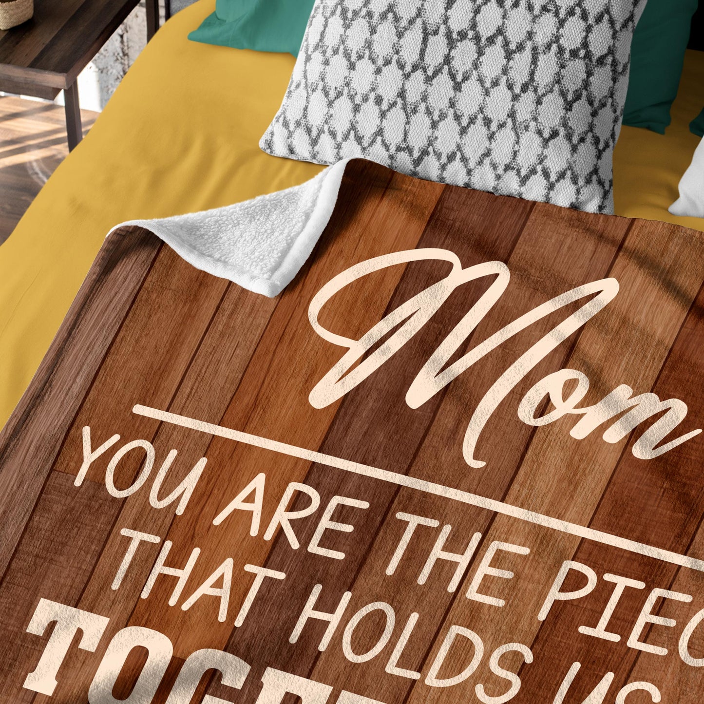 Netecom Personalized Puzzle Piece To My Mom Blanket, Custom Family Name Throw Blanket for Couch, Bed or Sofa, Ultra Soft Warm Gift for Christmas and Cozy Winter