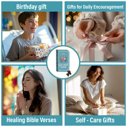 Netecom Bible Verse Box Set – Get Well Soon Wooden Scripture Box with 150 Daily Prayer and Scripture Cards, Inspirational Christian Gift