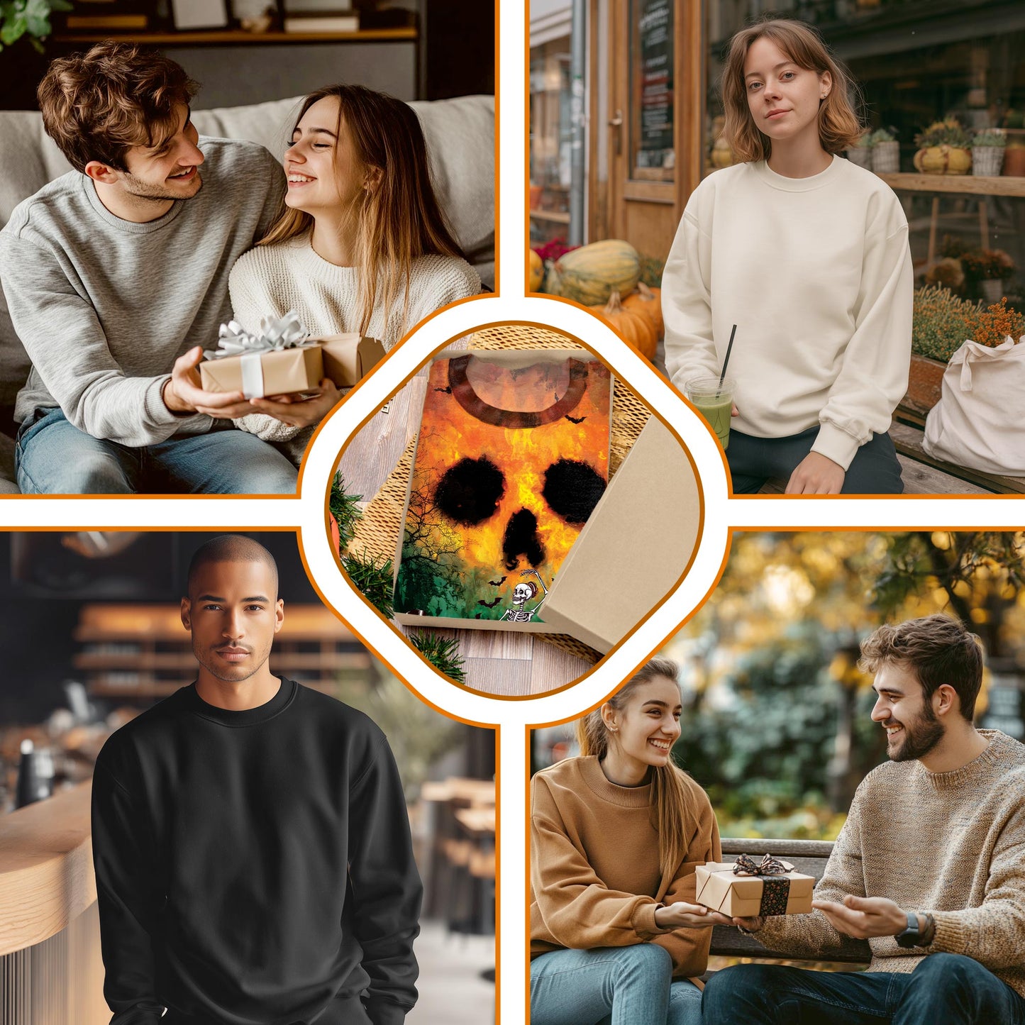 Netecom Halloween Skeleton Party Sweatshirt 3D All Over Print – Unisex Crewneck Pullover, Lightweight Fleece Casual Outfit
