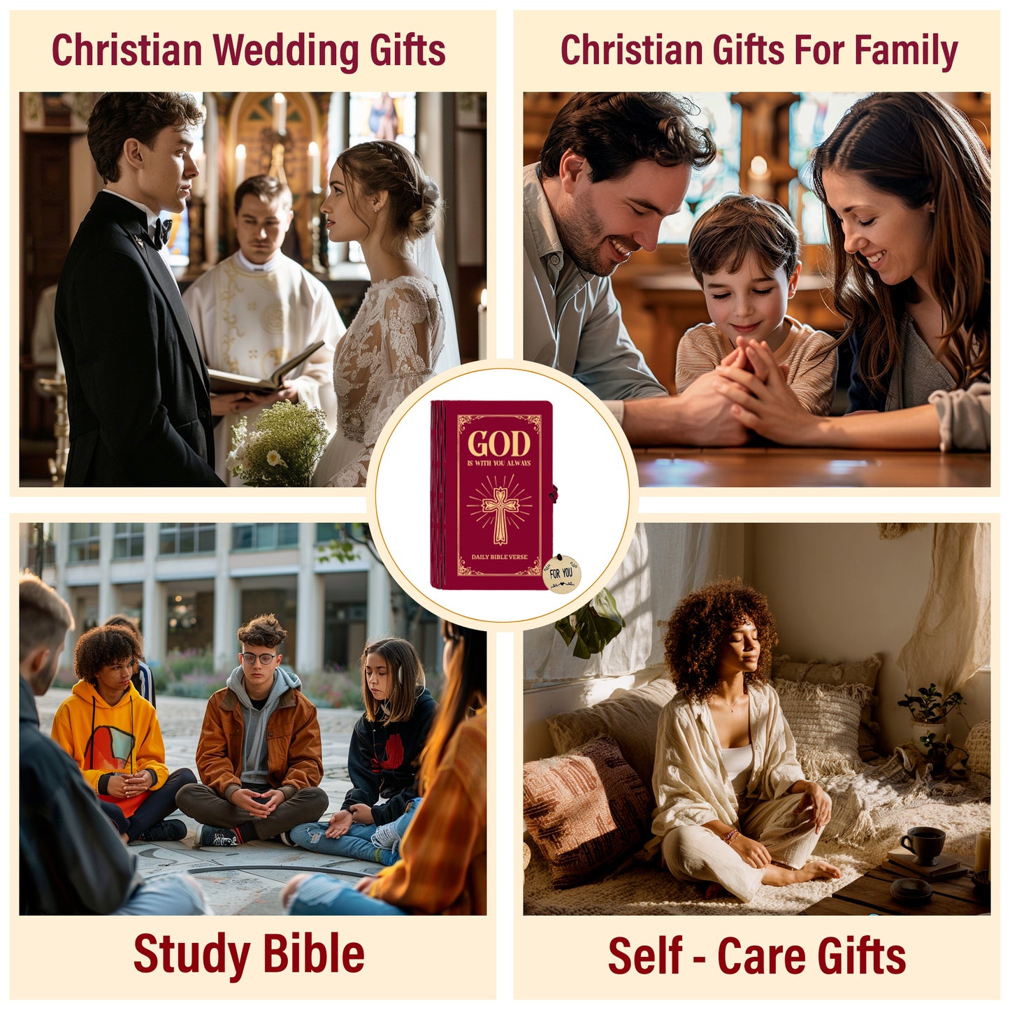 Netecom Handmade Wooden Bible Verse Cards Box Set 150 pcs – Read Me When Scripture Prayer Cards with Red Bible-Style Box, Christian Gift for Women, Men