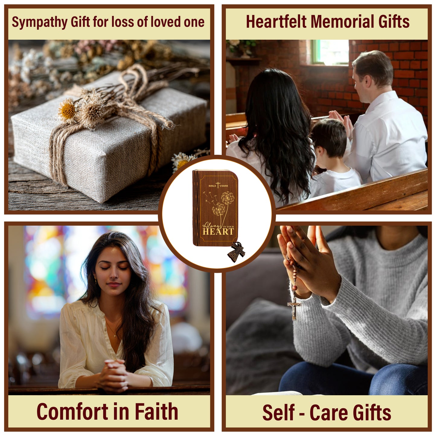 Netecom Bible Verse Box Set – Memorial Wooden Scripture Box with 150 Daily Prayer and Scripture Cards, Inspirational Christian Keepsake