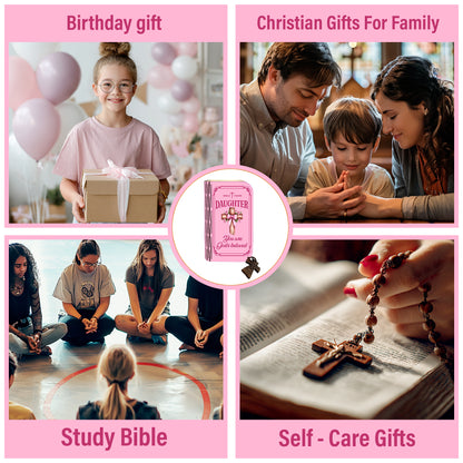 Netecom Inspirational Bible Verse Box Set for Daughter – Wooden Scripture Box with 150 Daily Prayer Cards, Faith-Based Christian Gift