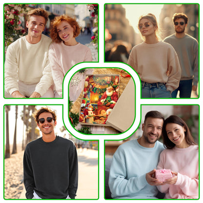 Netecom Christmas Santa Clause Sweatshirt 3D All Over Print, Holiday Fireplace Design, Crewneck Pullover for Costume Party
