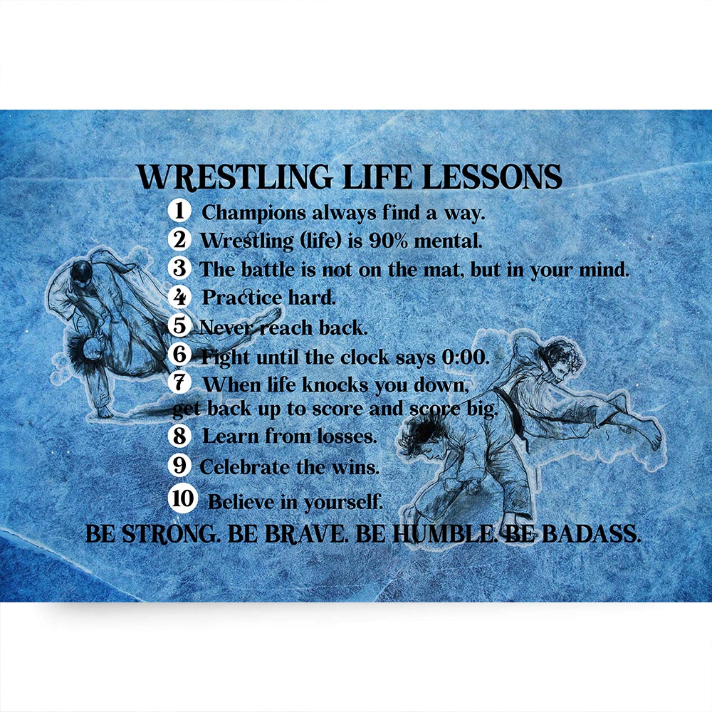 Wrestling Life Lessons Canvas Wall Art – Motivational Quote Print – Sports Inspiration Gift for Wrestlers, Athletes & Coaches – Gym, Locker Room, or Bedroom Decor – Ready to Hang