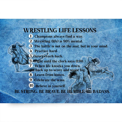 Wrestling Life Lessons Canvas Wall Art – Motivational Quote Print – Sports Inspiration Gift for Wrestlers, Athletes & Coaches – Gym, Locker Room, or Bedroom Decor – Ready to Hang