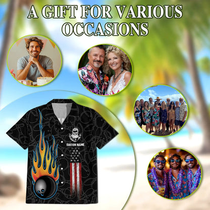 Bowling Hawaiian Shirt for Men – Personalized Patriotic Print| Netecom