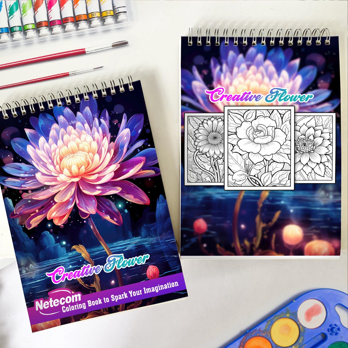 Creative Flower Spiral Bound Coloring Book: Explore 30 Captivating Flower Coloring Pages in this Creative Coloring Book