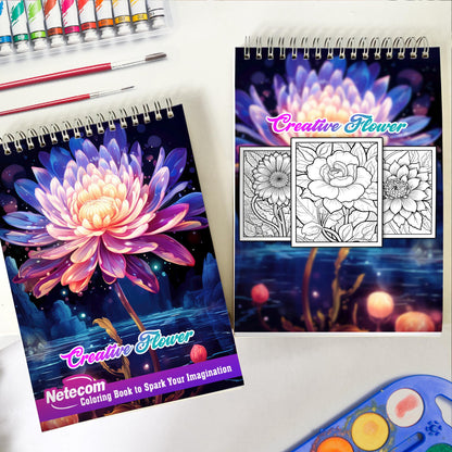 Creative Flower Spiral Bound Coloring Book: Explore 30 Captivating Flower Coloring Pages in this Creative Coloring Book