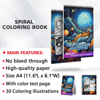 Mysterious Galaxy Spiral Bound Coloring Book: 30 Enchanting Coloring Pages for Coloring Enthusiasts to Embrace the Wonder and Intrigue of the Mysterious Galaxy