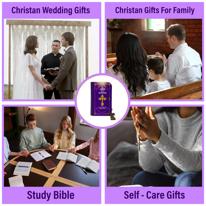 Handmade Bible Verse Cards Box (150 pcs), Bible Verses With Wooden Box for Emotion and Feeling, Inspirational Bible Gifts, Mom Gifts, Graduation Gift, Christian Gift for Women Men, Purple