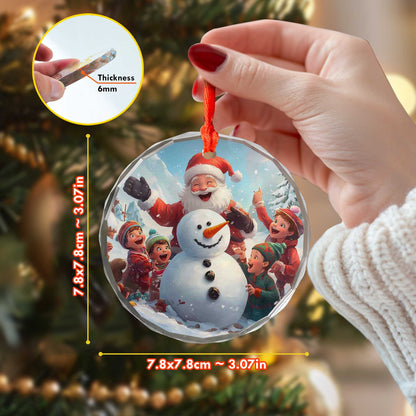Netecom Santa Claus, Snowman, and Kids Glass Ornament – Christmas Tree Decoration, Seasonal Keepsake, 3 in