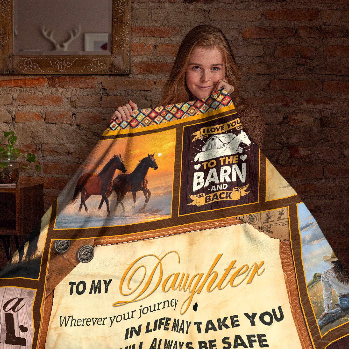 Netecom Personalized Horse To My Daughter Blanket from Mom, Custom Love Letter Throw Blanket for Couch, Bed or Sofa, Ultra Soft Warm Gift for Daughter’s Birthday and Christmas