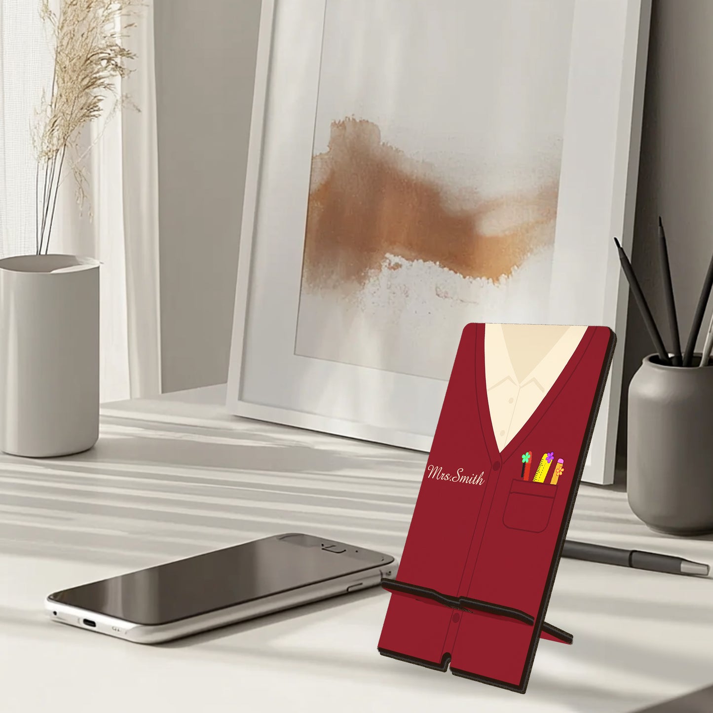 Netecom Unique Teacher Phone Stand with Custom Name, Personalized Desk Accessory for Educators - Thoughtful Gift for Friends or Christmas