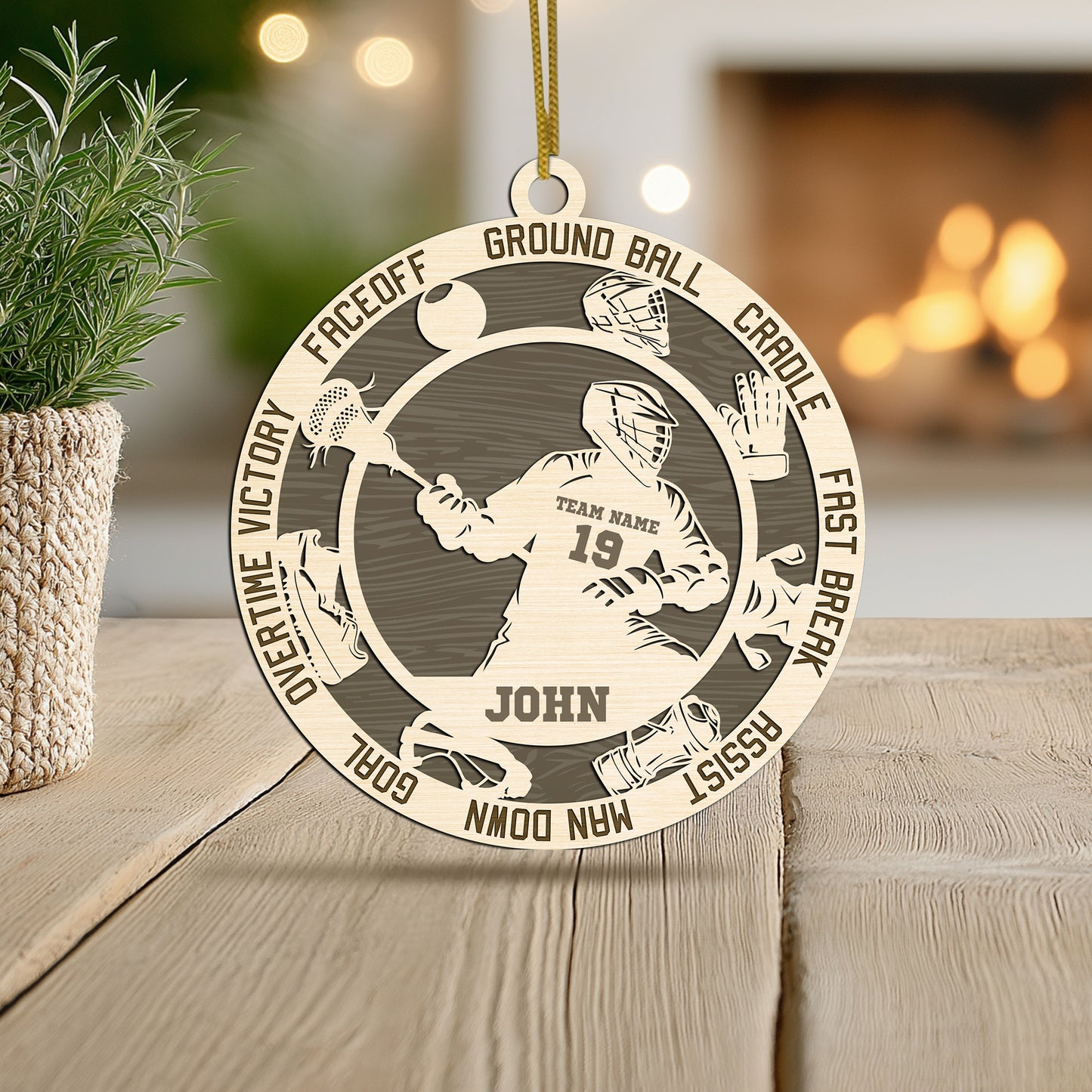 Netecom Custom Lacrosse Ornament – Personalized Wooden Ornament with Player Name & Lacrosse Terms – Perfect Christmas Gift