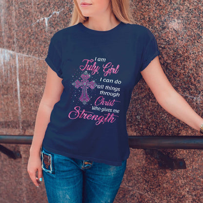 Netecom I Am a July Girl T-Shirt, Faith-Inspired Tee for Women, Great Christian Birthday Gift