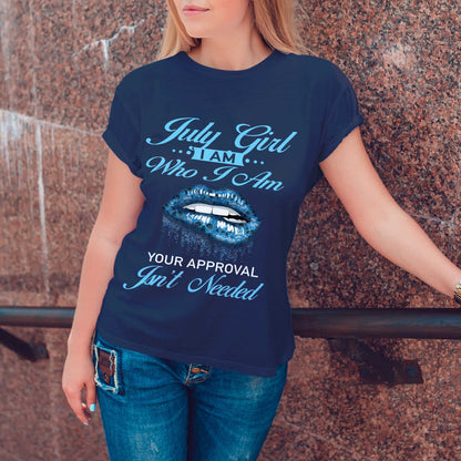 Netecom July Girl T-Shirt, I Am Who I Am Your Approval Isn’t Needed, Graphic Tee for Women Casual Cotton Birthday Gift
