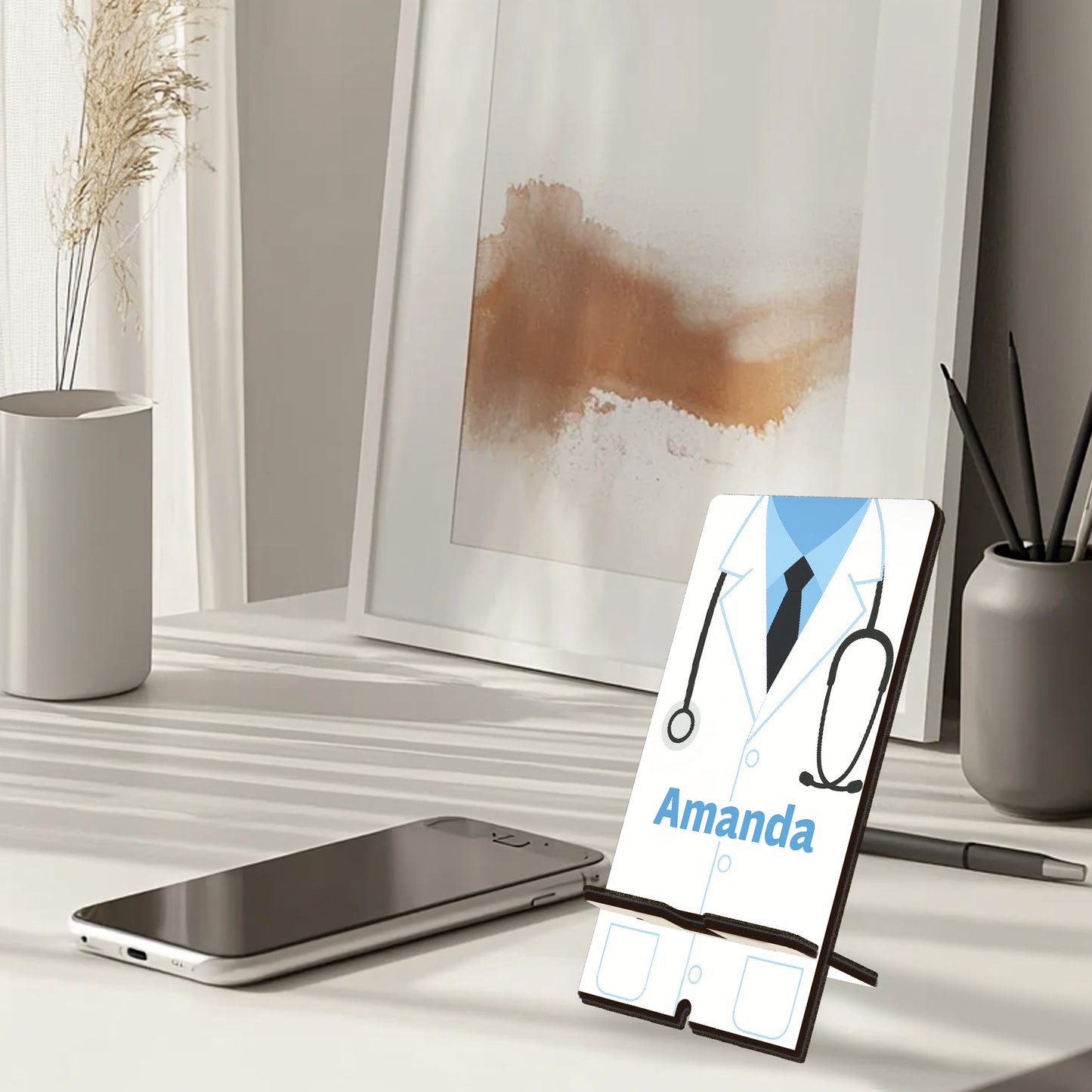 Netecom Customizable Phone Stand with Professional Doctor Design, Personalized Name - Perfect Christmas Gift for Doctors