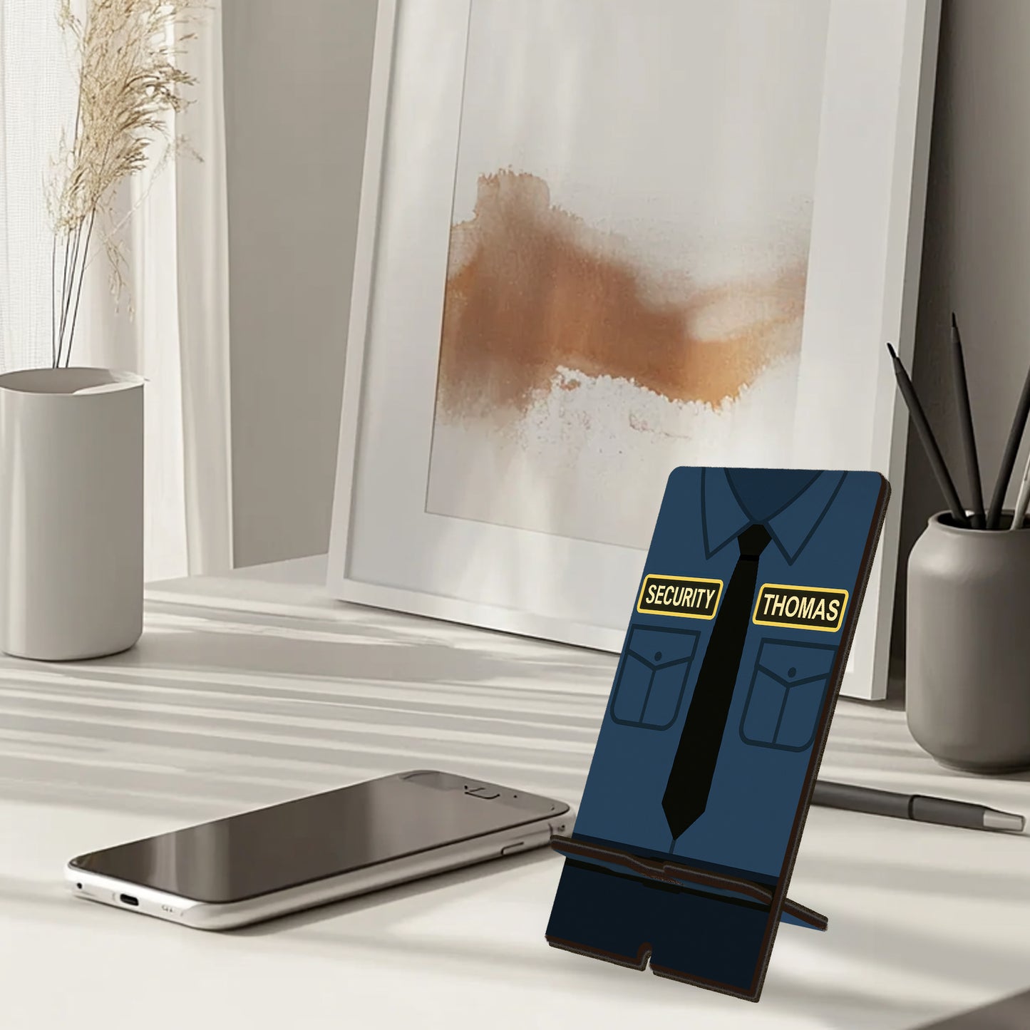 Netecom Personalized Security Phone Stand, Custom Name Option - Ideal Gift for Security Professionals and Office Use, Christmas Gifts