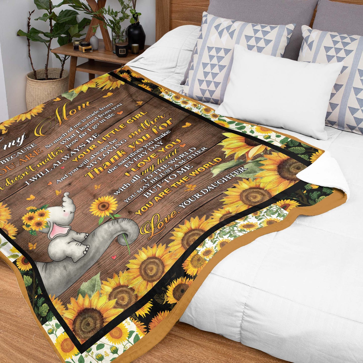 Netecom Personalized Love Letter To My Mom Blanket from Daughter, Sunflower Family Throw Blanket for Couch, Bed or Sofa, Ultra Soft Warm, Birthday Gifts, Mother’s Day or Christmas Present