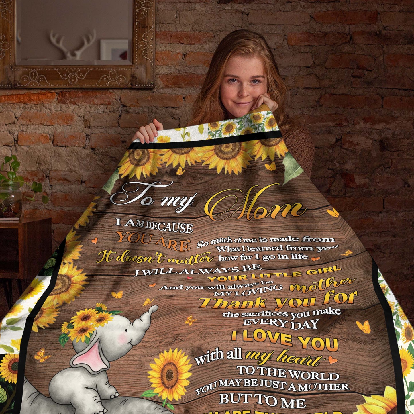 Netecom Personalized Love Letter To My Mom Blanket from Daughter, Sunflower Family Throw Blanket for Couch, Bed or Sofa, Ultra Soft Warm, Birthday Gifts, Mother’s Day or Christmas Present