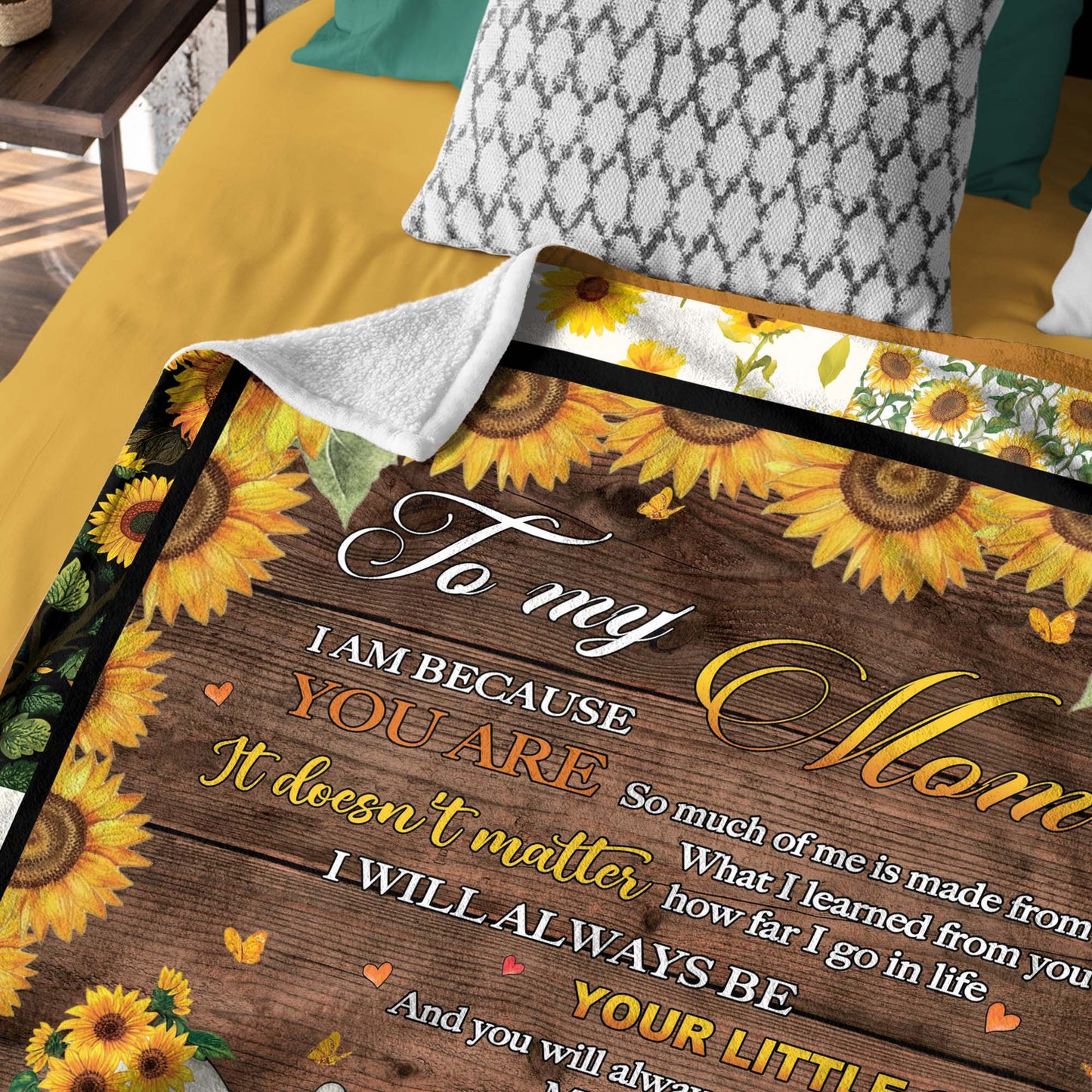 Netecom Personalized Love Letter To My Mom Blanket from Daughter, Sunflower Family Throw Blanket for Couch, Bed or Sofa, Ultra Soft Warm, Birthday Gifts, Mother’s Day or Christmas Present