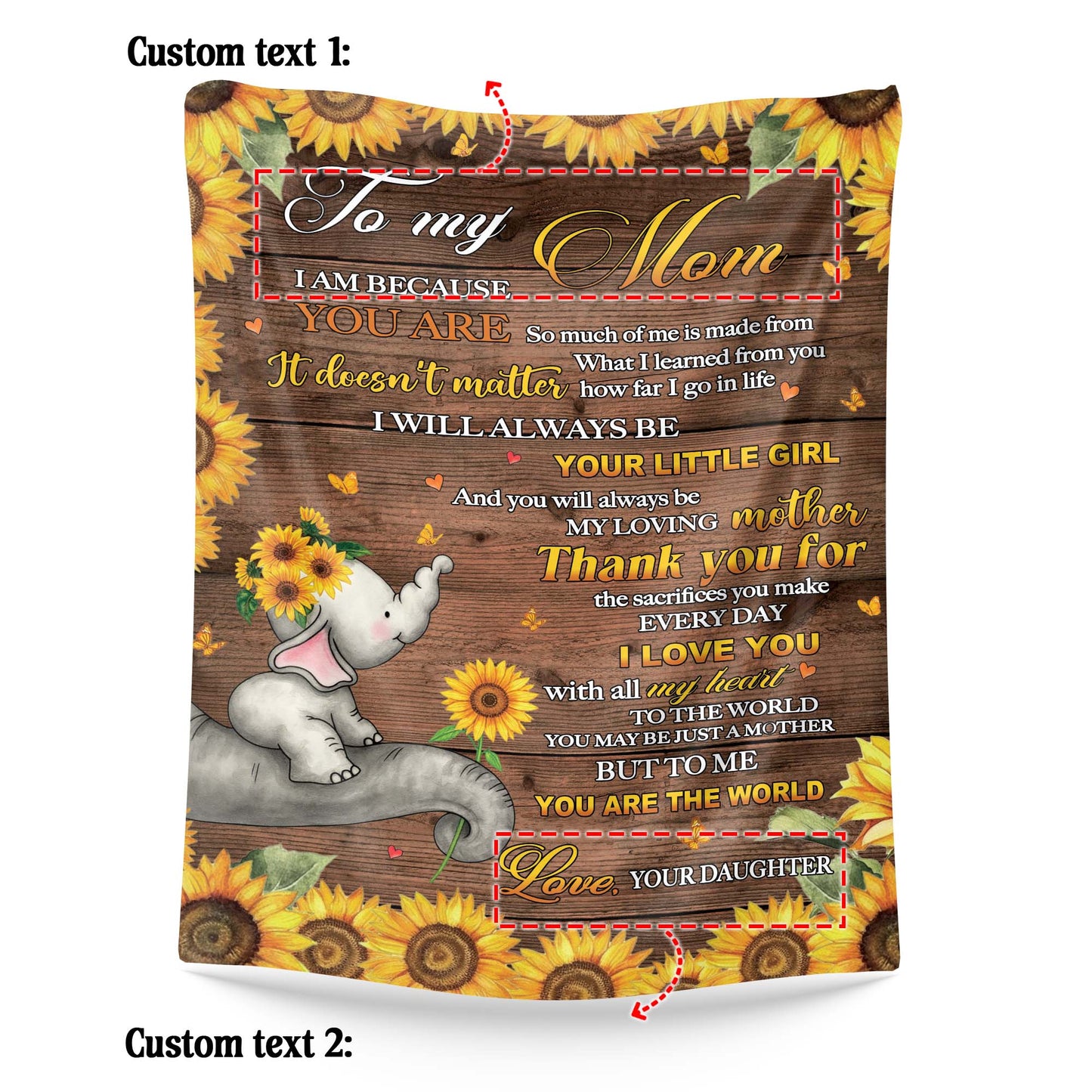 Netecom Personalized Love Letter To My Mom Blanket from Daughter, Sunflower Family Throw Blanket for Couch, Bed or Sofa, Ultra Soft Warm, Birthday Gifts, Mother’s Day or Christmas Present