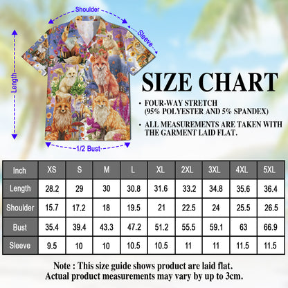 Netecom Fox Into Spring Hawaiian Shirt for Men, Fox Lover Gifts, Animal Summer Beach Aloha Button Down Shirts