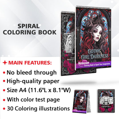 Gothic Girl Darkness Spiral Bound Coloring Book: Embrace the Intricate Details of Gothic Darkness with 30 Stunning Coloring Pages for Gothic Girl into the Realm of Mysterious Beauty