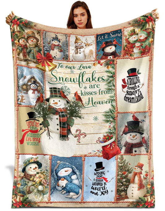 Netecom Vintage Christmas Snowman Blanket, Cute Holiday Snowman Throw Blanket for Couch, Bed or Sofa, Ultra Soft and Warm Gift for Christmas or Winter