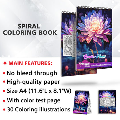 Creative Flower Spiral Bound Coloring Book: Explore 30 Captivating Flower Coloring Pages in this Creative Coloring Book