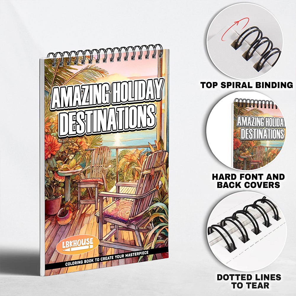 Amazing Holiday Destinations Coloring Pages for Adult