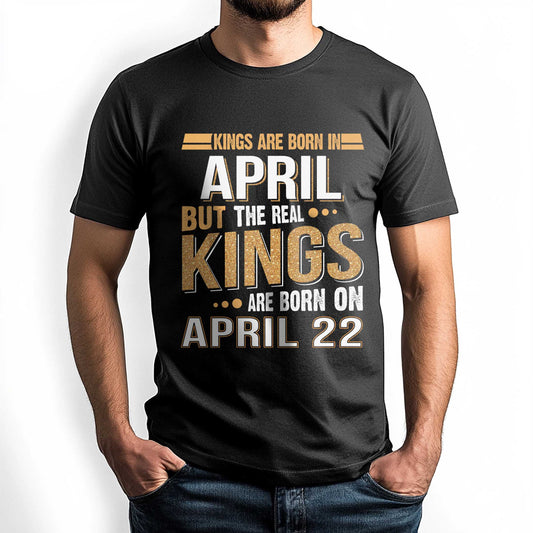 Netecom Kings Are Born on April 22 T-Shirt, Vintage April Birthday Shirt for Men, Funny Graphic Tee, Perfect Gift for Him