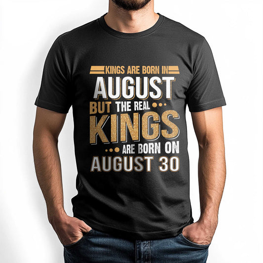Netecom Kings Are Born on August 30 T-Shirt, Vintage August Birthday Shirt for Men, Funny Graphic Tee, Perfect Gift for Him