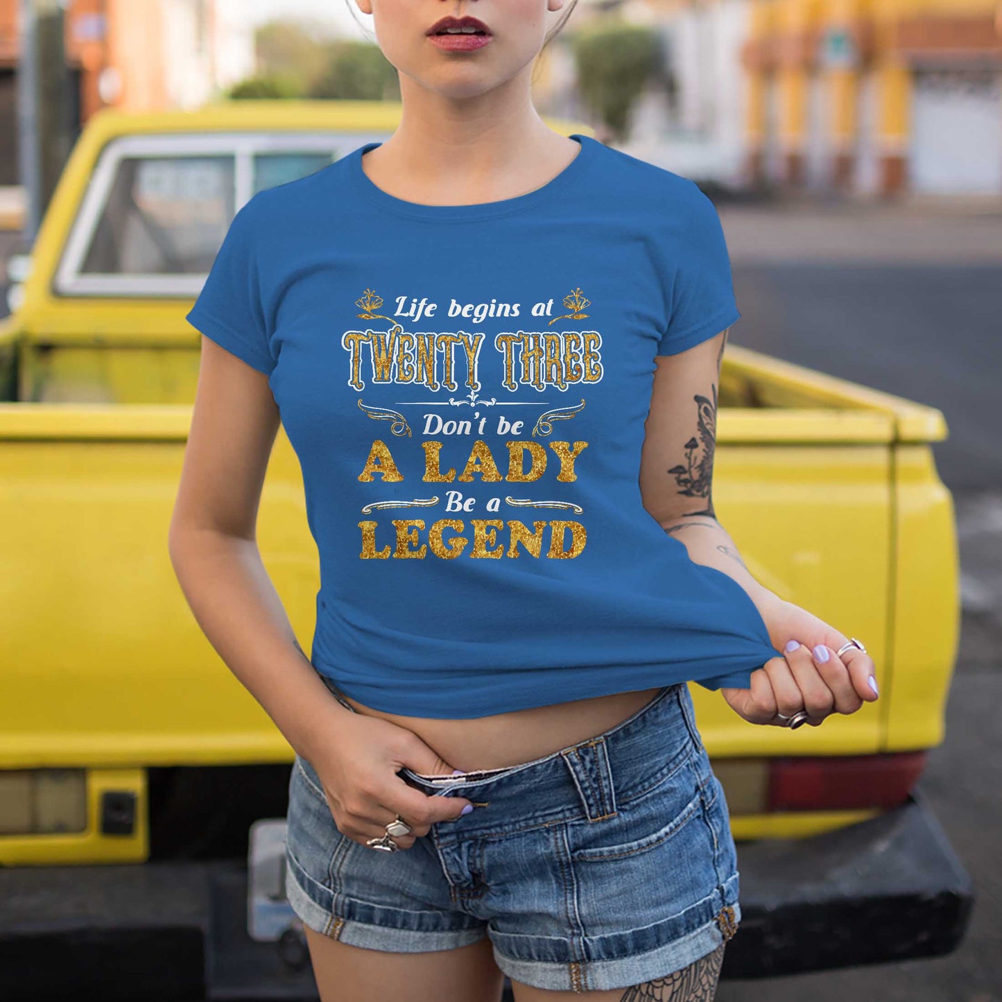 Netecom Life Begin At Twenty Three Don't Be A Lady Be A Legend T-Shirt, Turning 23 Shirt, Funny Birthday Gift for Women