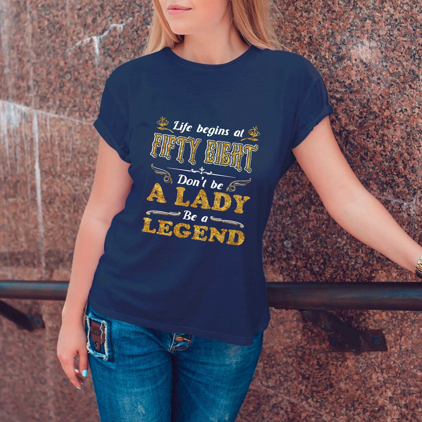 Netecom Life Begin At Fifty Eight Don't Be A Lady Be A Legend T-Shirt, Turning 58 Shirt, Funny Birthday Gift for Women