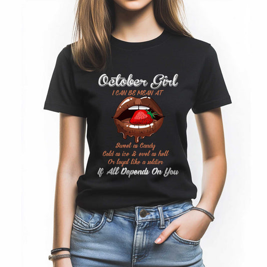 Netecom October Girl Tee - Funny and Fierce Quote T-Shirt for Women - Special Birthday Gift for October Born