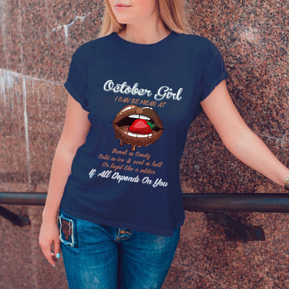 Netecom October Girl Tee - Funny and Fierce Quote T-Shirt for Women - Special Birthday Gift for October Born