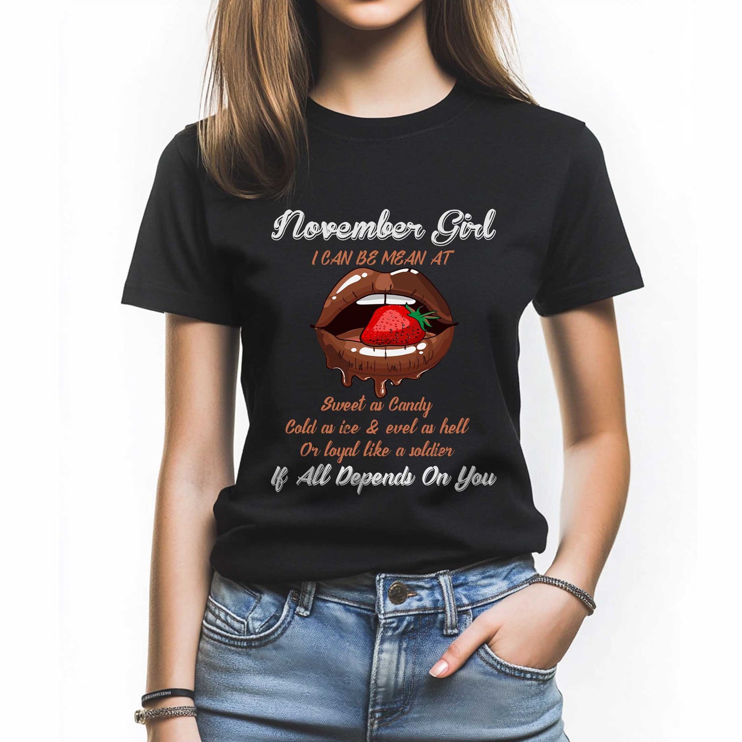 Netecom November Girl Tee - Funny and Fierce Quote T-Shirt for Women - Special Birthday Gift for November Born