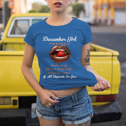 Netecom December Girl Tee - Funny and Fierce Quote T-Shirt for Women - Special Birthday Gift for December Born