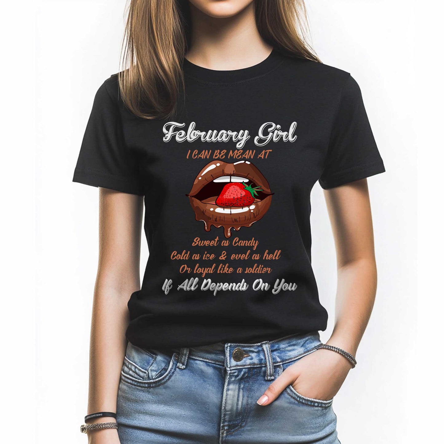 Netecom February Girl Tee - Funny and Fierce Quote T-Shirt for Women - Special Birthday Gift for February Born