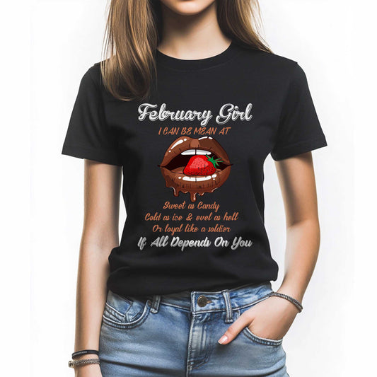Netecom February Girl Tee - Funny and Fierce Quote T-Shirt for Women - Special Birthday Gift for February Born