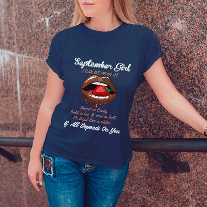 Netecom September Girl Tee - Funny and Fierce Quote T-Shirt for Women - Special Birthday Gift for September Born