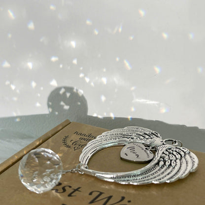 Netecom Christmas Memorial Angel Wings Ornament – In Loving Memory Mom Crystal Suncatcher Gift Box