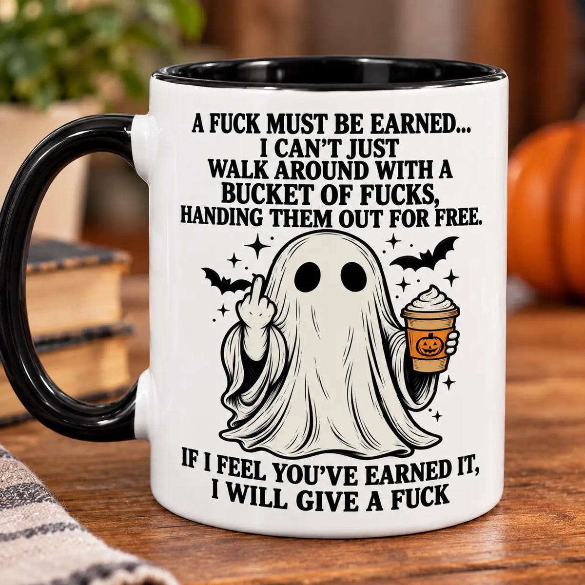 Funny Halloween Ghost Coffee Mug, Sarcastic Spooky Season Gift