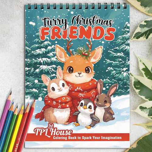 Furry Christmas Friends Coloring Book for Adult
