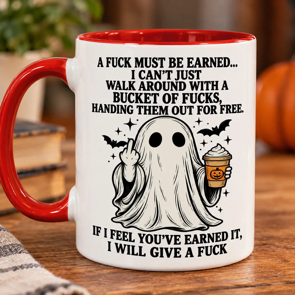 Funny Halloween Ghost Coffee Mug, Sarcastic Spooky Season Gift